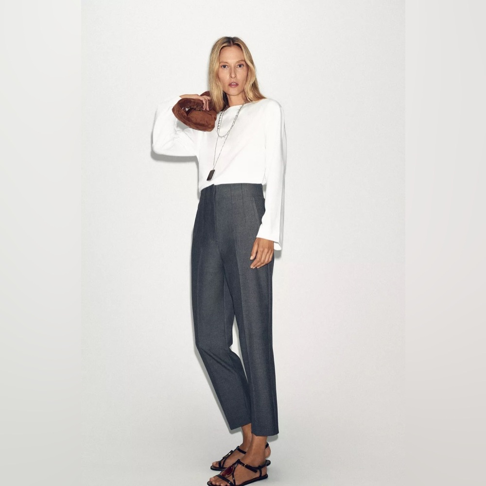 Zara High Waisted Gray Women's Trousers